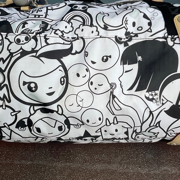 TOKIDOKI LESPORTSAC RARE BLACK & WHITE TOTE SHOULDER BAG - Picture 7 of 10